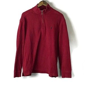 POLO BY RALPH LAUREN Mens Red Quarter Zip Long Sleeve Sweater Size L Mock Neck